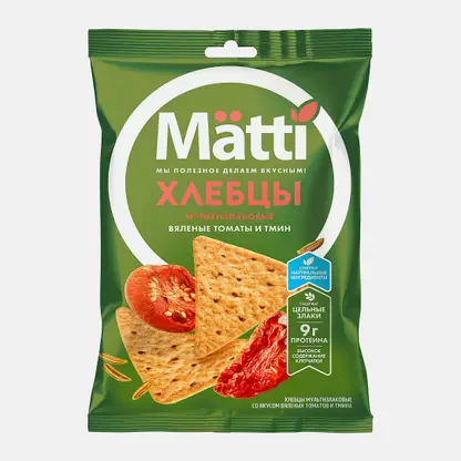 Хлебцы мультизлаковые вяленые томаты и тмин Matti 75г