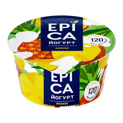 Изображение товара Йогурт Epica с ананасом 4.8% 130г Изображение товара Йогурт Epica с ананасом 4.8% 130г