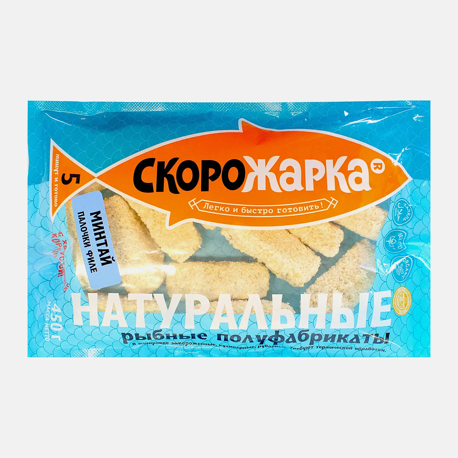 Изображение товара Палочки из филе минтая в панировке Скорожарка 350г быстрое приготовление вкусное блюдо