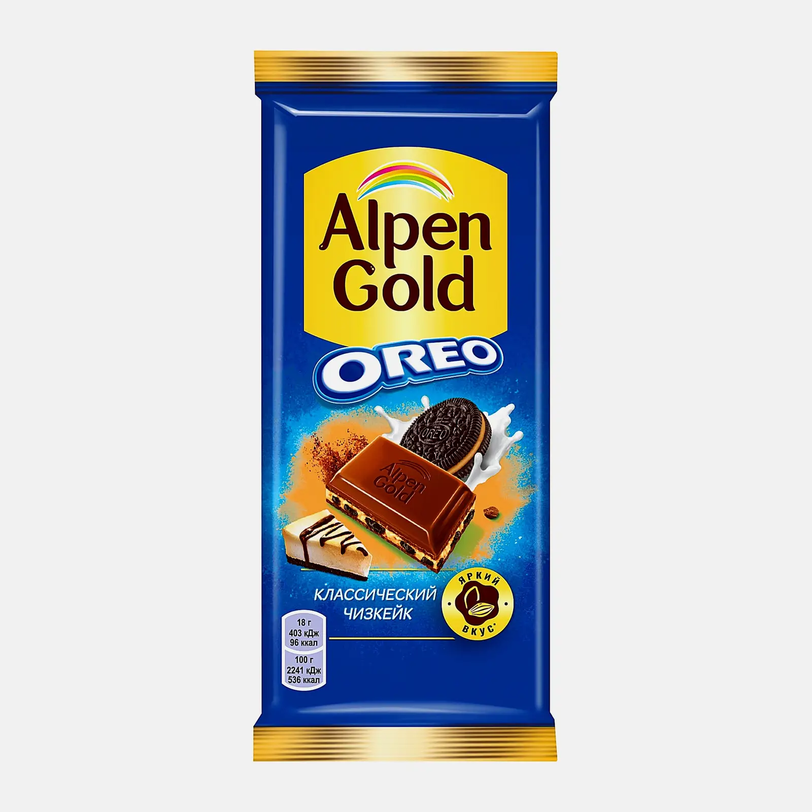 Изображение товара Шоколад Alpen Gold классический Чизкейк с печеньем Орео 85 г молочный плитка