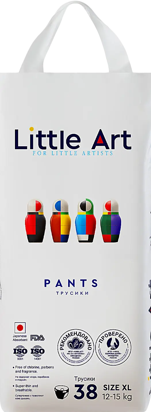 Подгузники-трусики Little Art детские р.XL 12-15кг 38шт