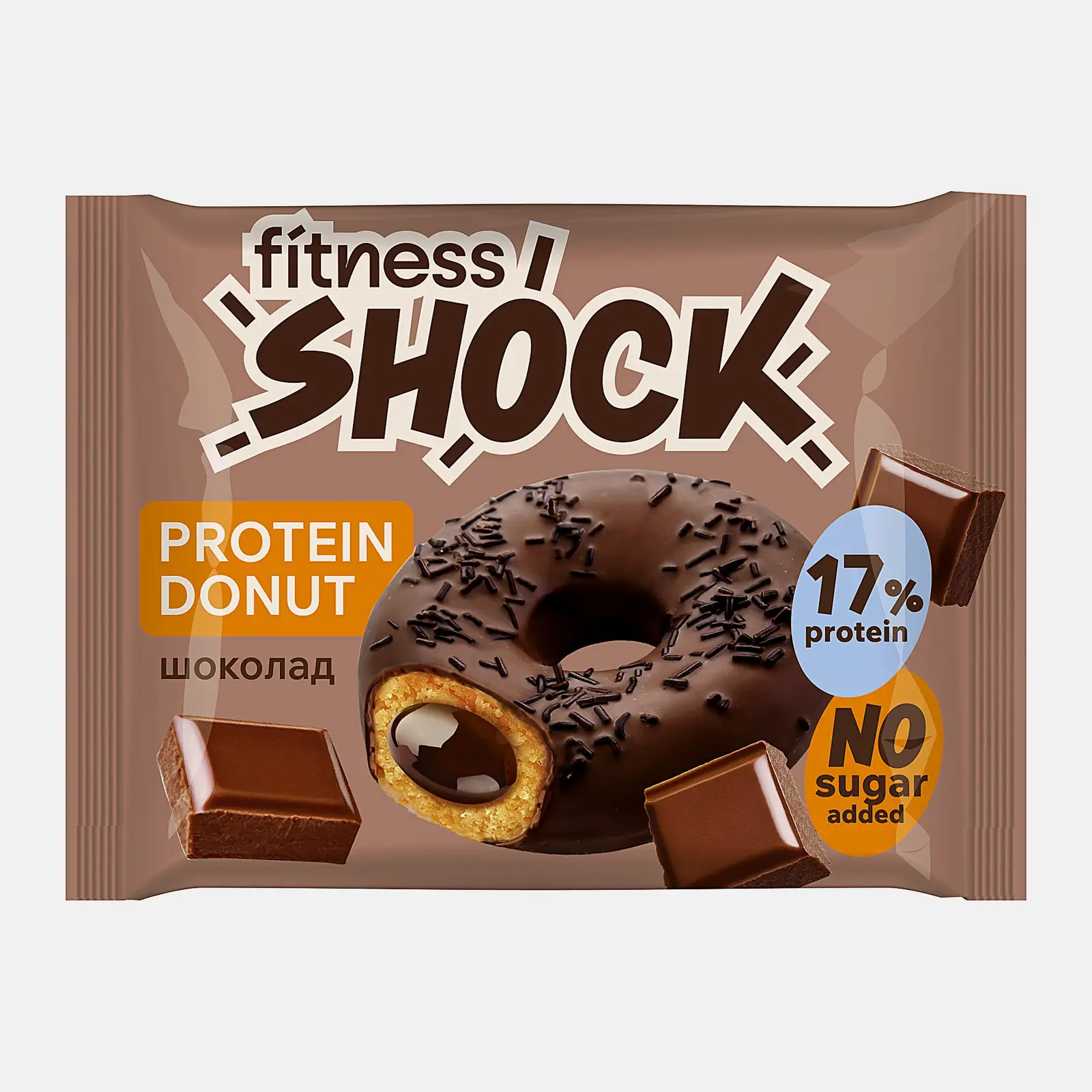 Изображение товара Донат с шоколадной начинкой Fitnesshock 70г - вкусный десерт с длительным сроком хранения