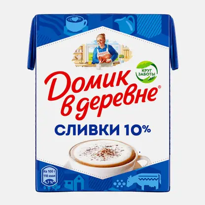 Сливки стерилизованные Домик в деревне 10% 200г