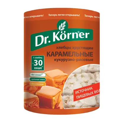 Изображение товара Хлебцы Кукурузно-рисовые Карамельные без глютена Dr.Korner 90г