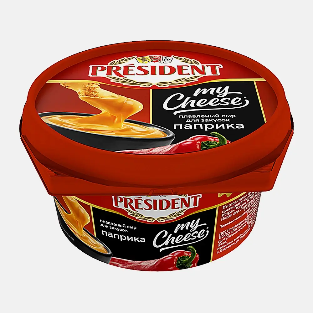 Изображение товара Плавленый сыр My cheese Паприка 125г President - яркий вкус и качество