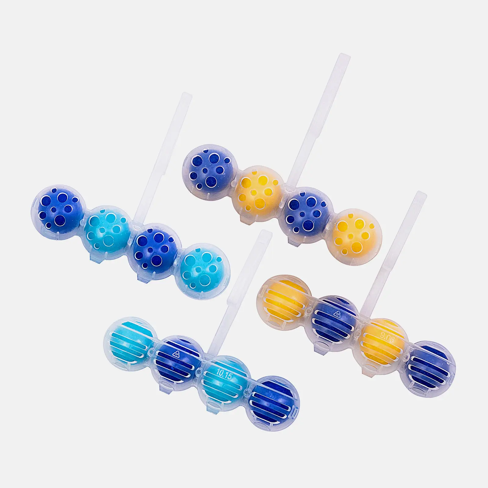 Туалетный блок Бреф Сила-Актив Лимонная свежесть Океанский бриз шарики для унитаза 4шт*50г