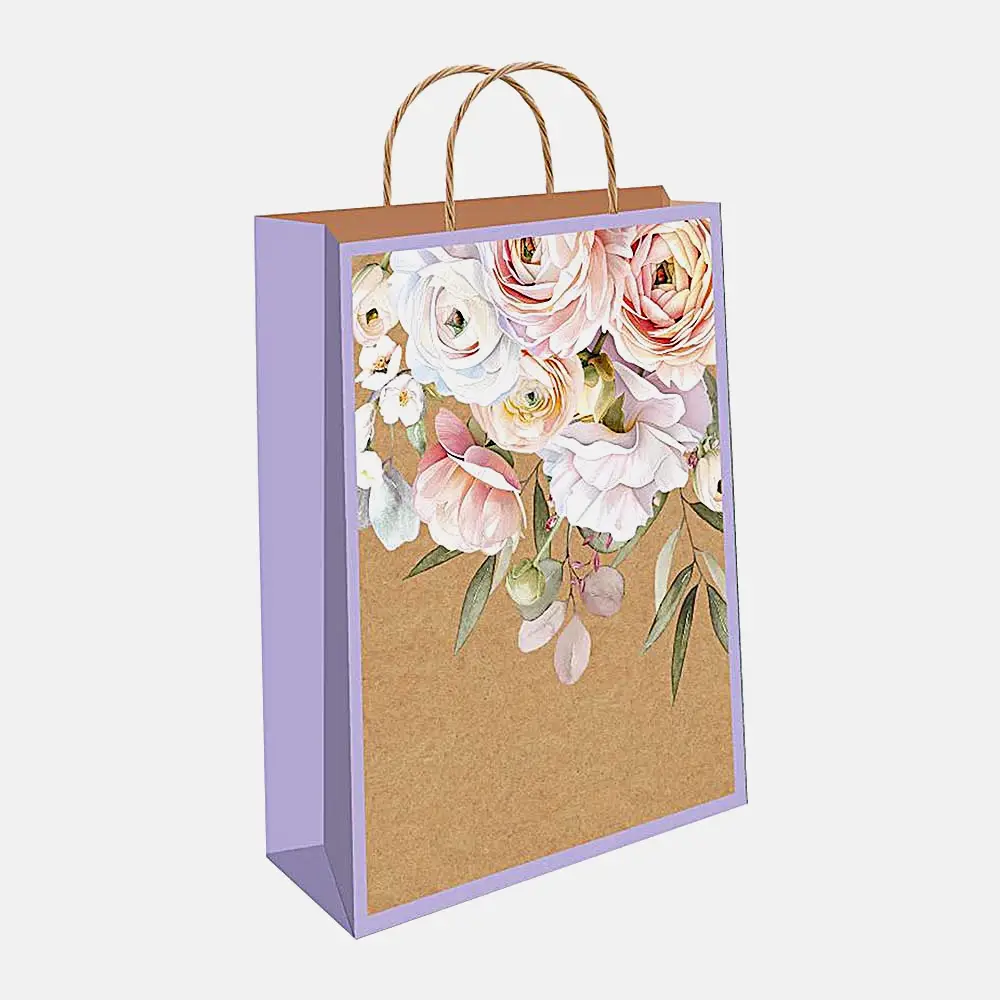 Подарочный пакет крафт 26*32*12см в ассортименте