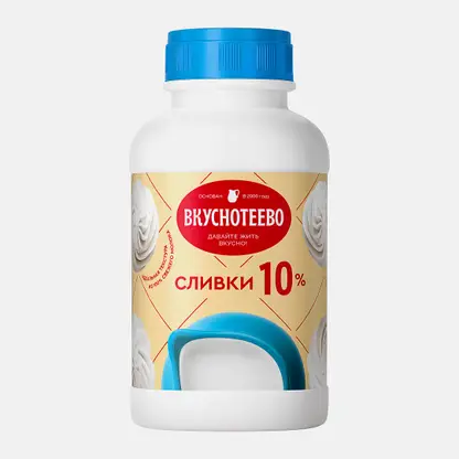 Сливки Вкуснотеево ультрапастеризованные 10% 450г