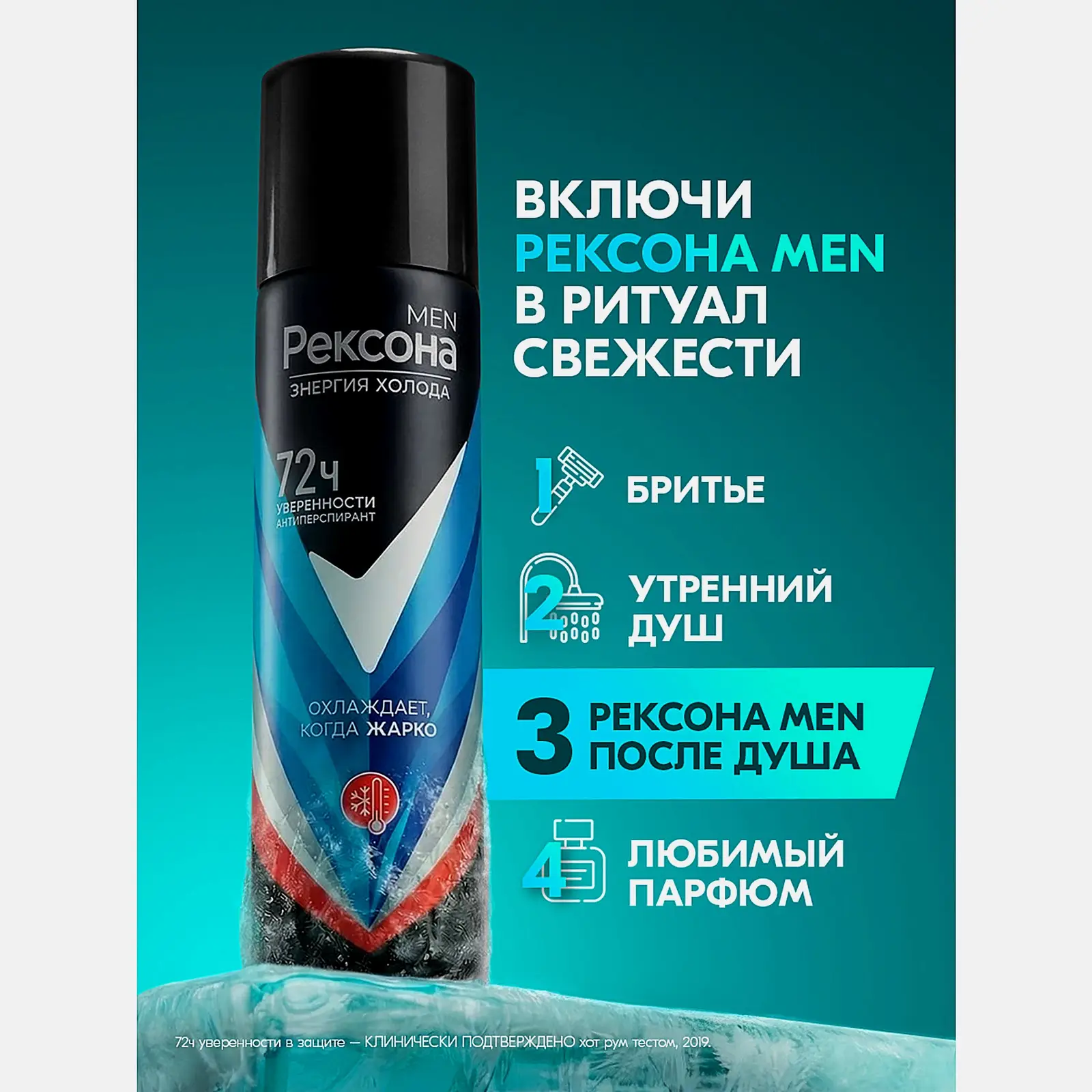 Мужской антиперспирант Энергия холода Rexona Men 150мл - фото 5 Мужской антиперспирант Энергия холода Rexona Men 150мл - фото 5