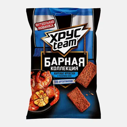 Сухарики со вкусом жареной креветки в чесночном соусе Хрусteam 70г