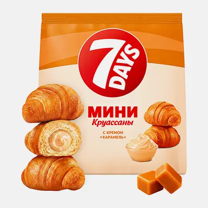 Мини-круассаны с кремом карамель 7Days 265г