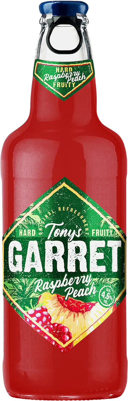 Изображение товара Пивной напиток Tonys Garret Hard Raspberry-Peach 400 мл пастеризованный 4.6%