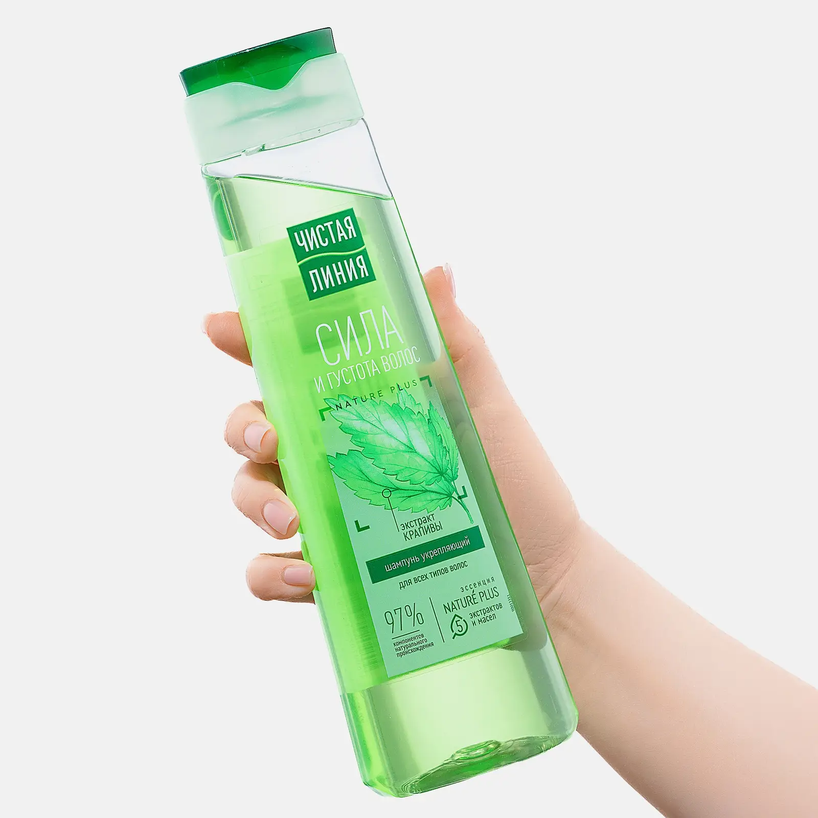 Укрепляющий шампунь для всех типов волос Сила и густота Чистая линия 400мл