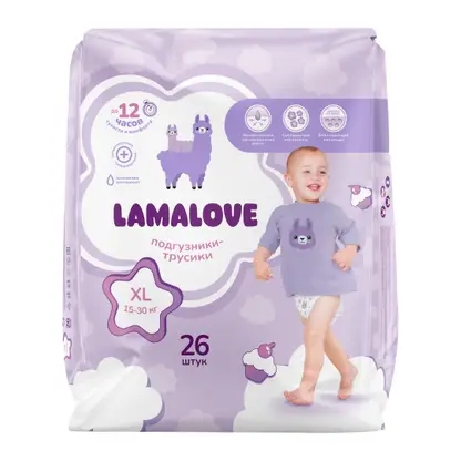 Изображение товара Подгузники-трусики детские Lamalove р.XL 15-30кг 26шт