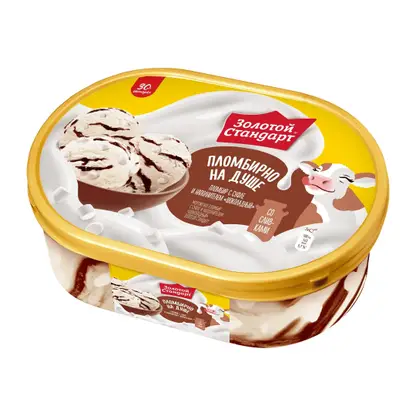 Изображение товара Мороженое Золотой Стандарт пломбир с суфле и шоколадным наполнителем 475г