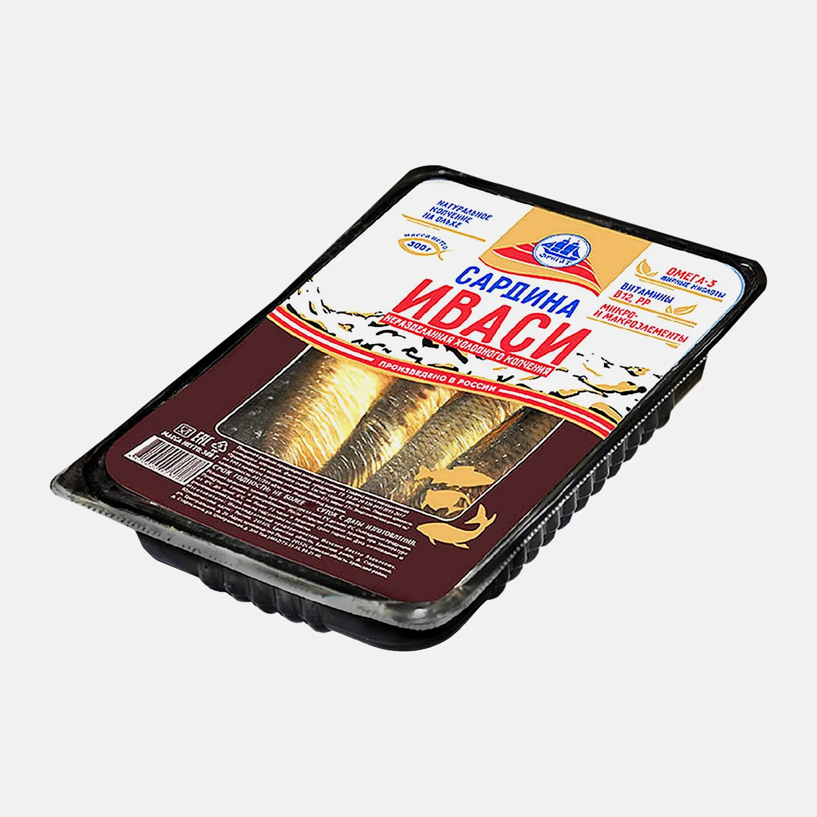 Изображение товара Консервированная сардина Фрегат холодного копчения 300г неразделанная