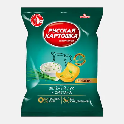 Чипсы сметана и зеленый лук Русская Картошка 190г