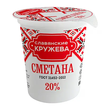 Изображение товара Сметана Славянские кружева 20% 300г