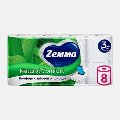 Туалетная бумага Natural Comfort Zemma 8 рулонов 3 слоя