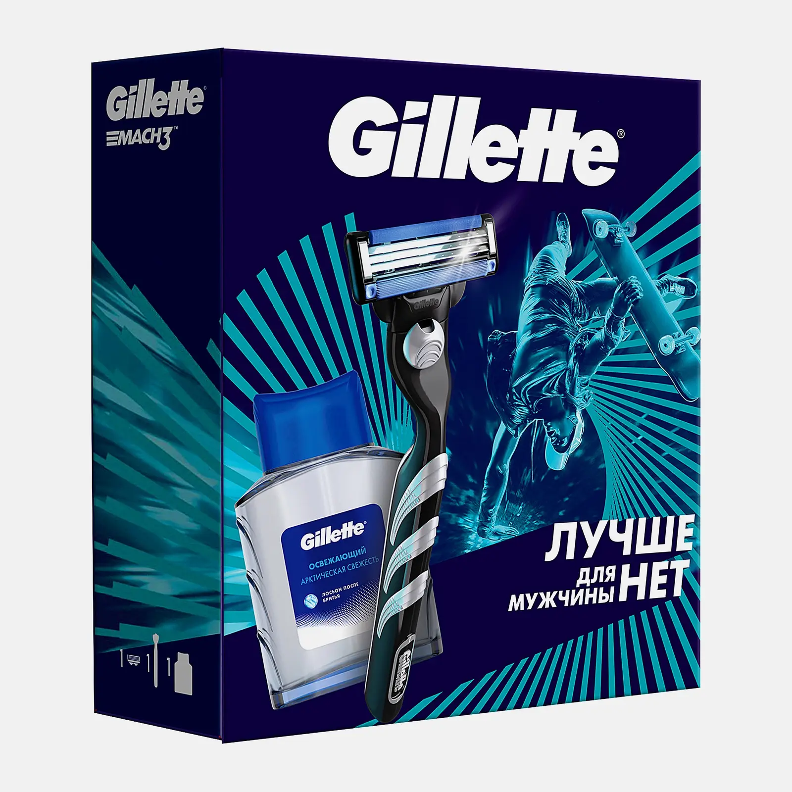Подарочный набор для бритья Gillette Станок Mach3 со сменной кассетой + Лосьон после бритья 50мл