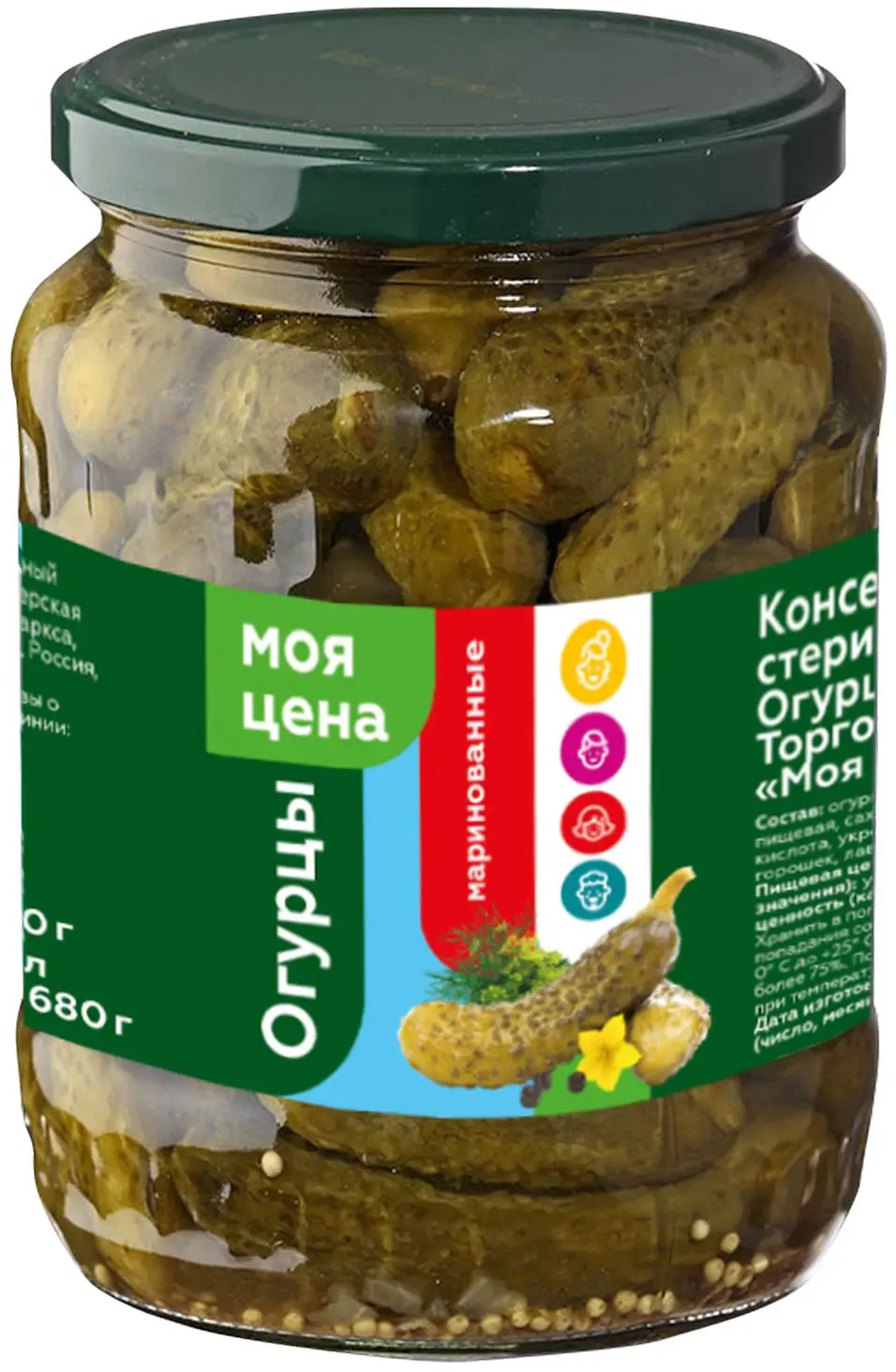 Огурцы Моя цена маринованные корнишоны 3-6см 680г - Магнит-Продукты