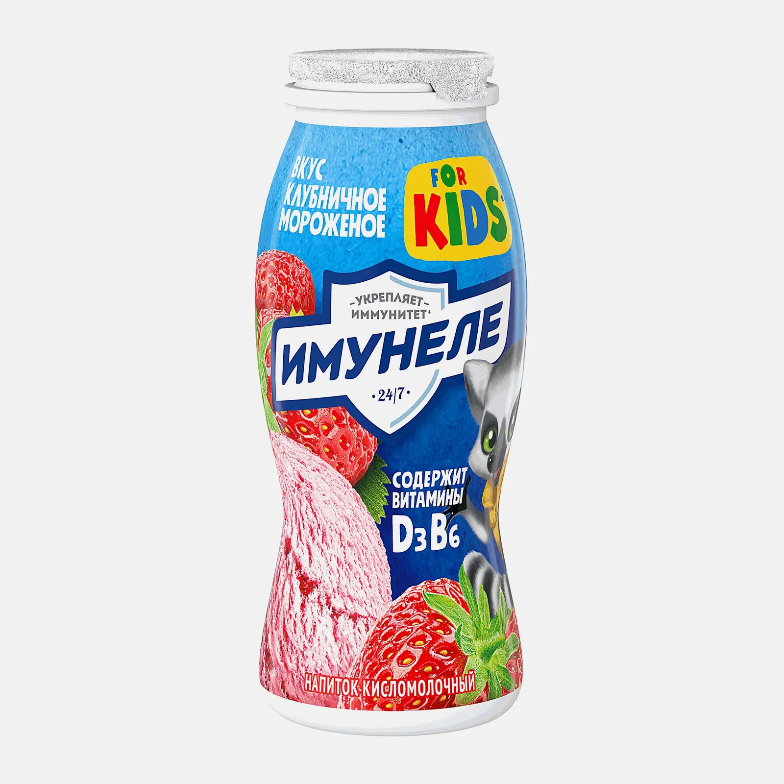 Напиток кисломолочный For Kids Клубничное мороженое Имунеле 1.5% 100г