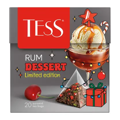 Изображение товара Черный чай с ароматом вишня-пломбир Tess Rum Dessert 20пир 36г
