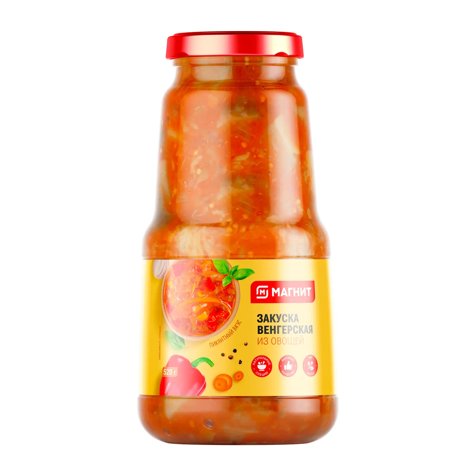 Изображение товара Закуска овощная Венгерская 520г Магнит с ярким вкусом и натуральными ингредиентами