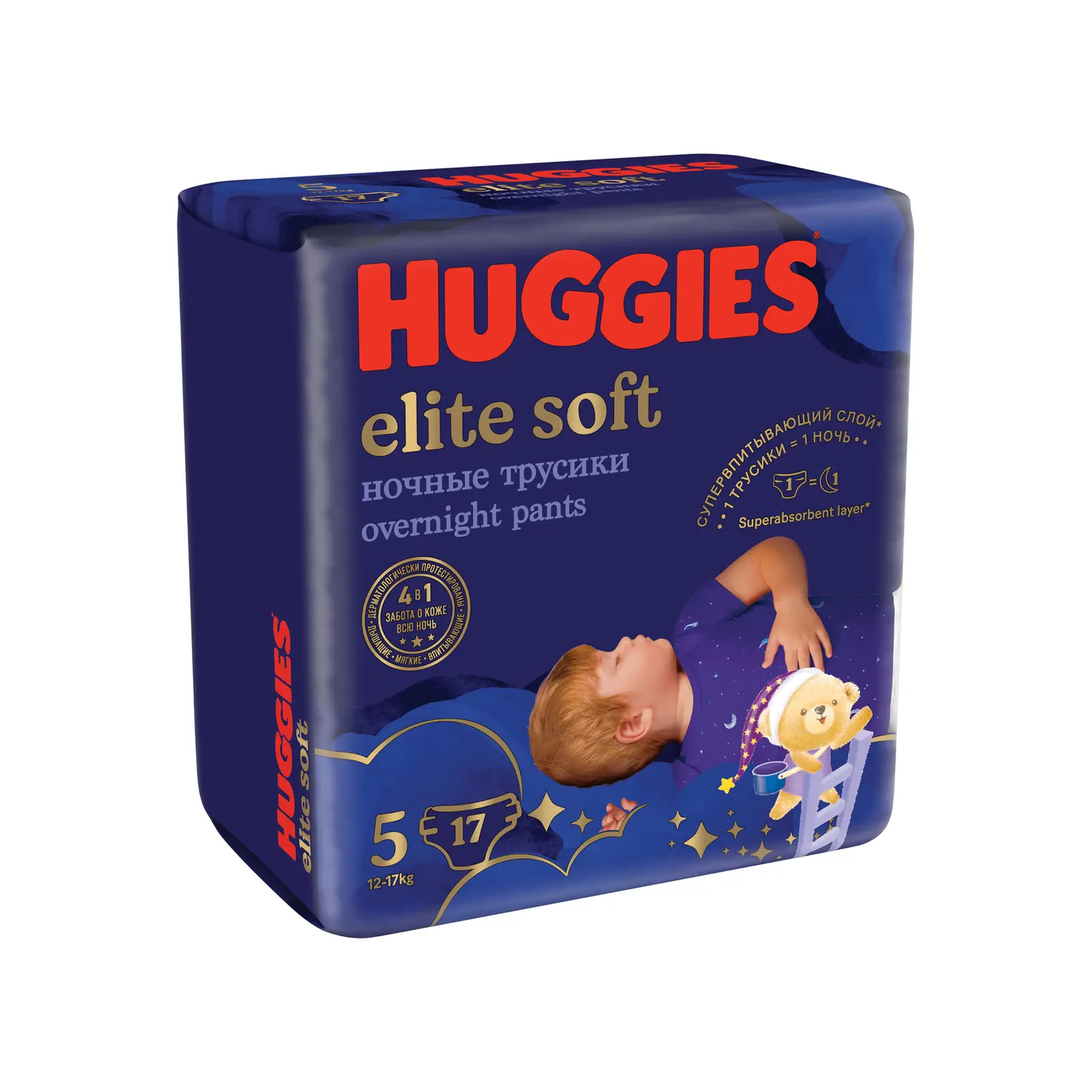 Трусики-подгузники Huggies Elite Soft Ночные р.5 12-17кг 17шт