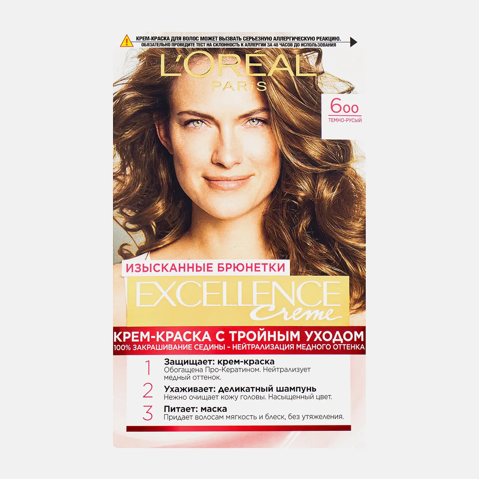 Стойкая крем-краска для волос Excellence оттенок 6.00 Темно-русый L’Oréal Paris
