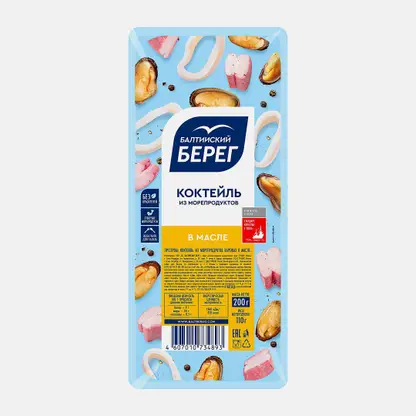 Коктейль из морепродуктов Балтийский берег в масле 200г