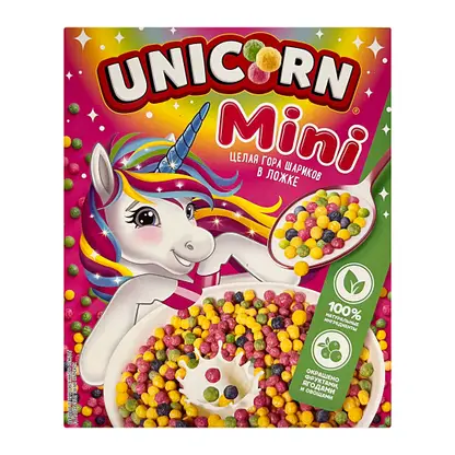 Изображение товара Готовый завтрак мини-шарики со вкусом клубники и яблока Unicorn 195г