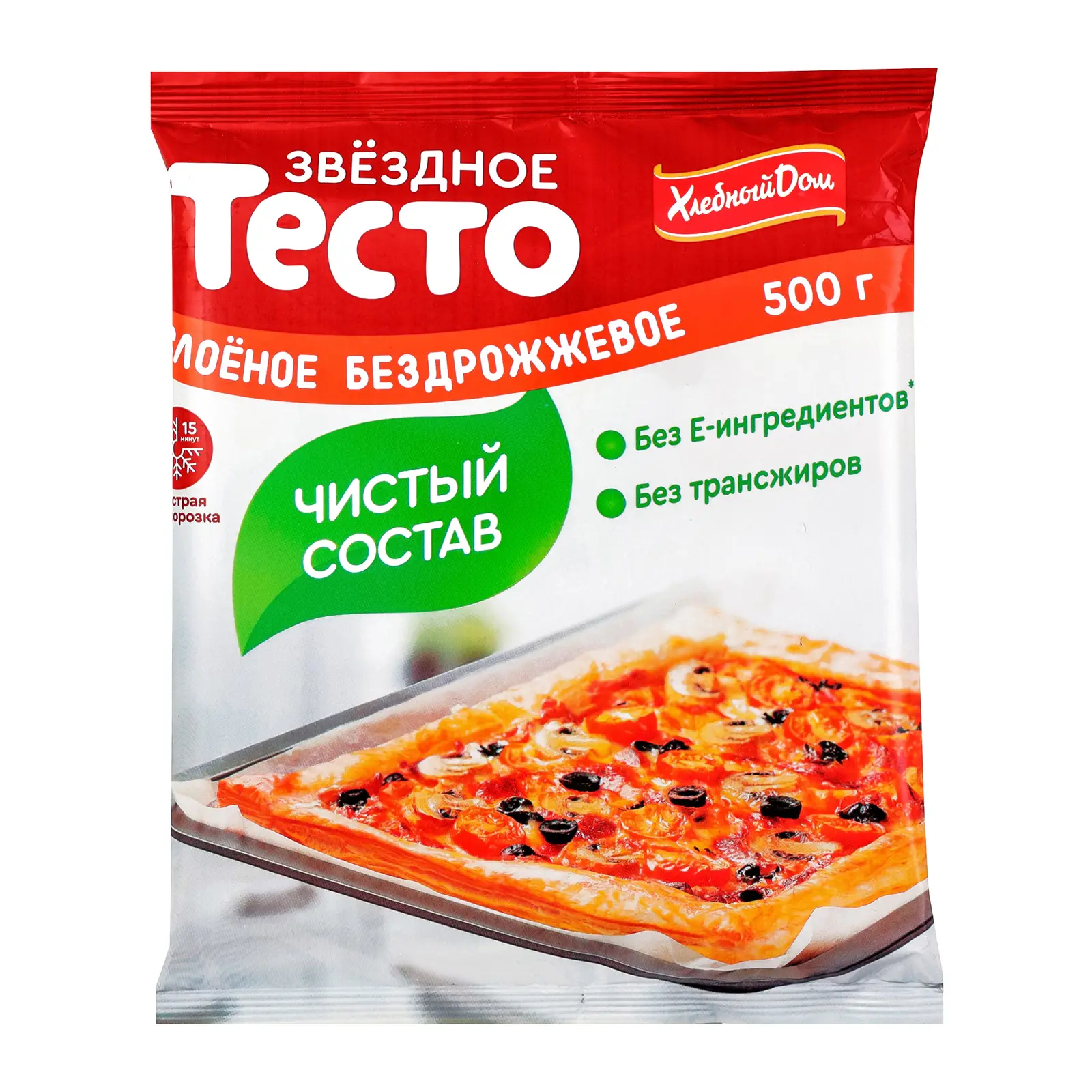 Изображение товара Тесто Хлебный дом Звездное слоеное бездрожжевое 500г