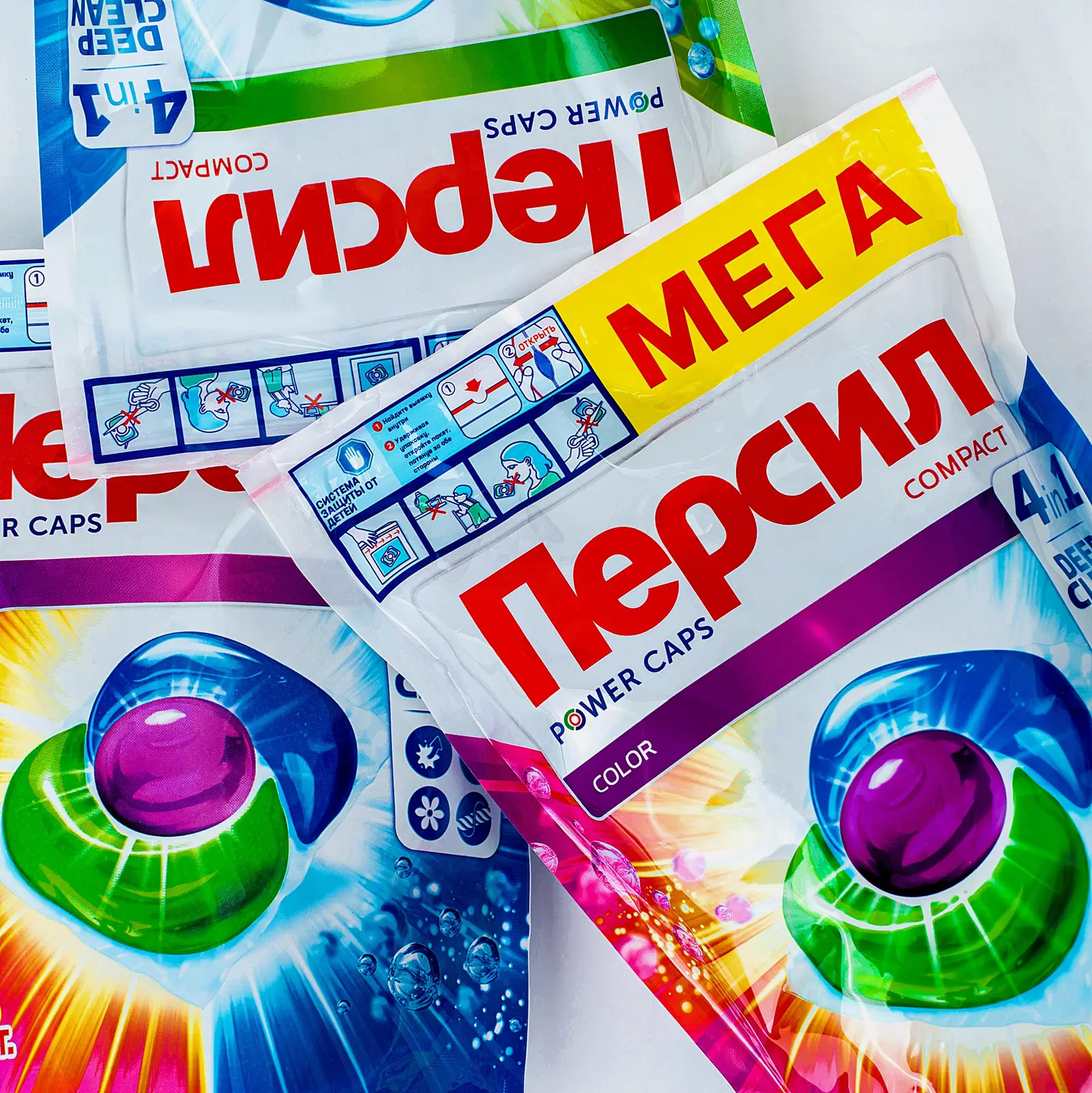 Капсулы для стирки Персил Пауэр Капс Колор 4в1 для цветного белья 28шт