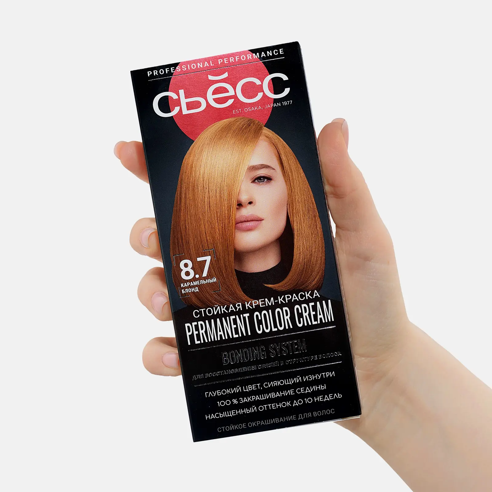 Стойкая крем-краска для волос Сьёсс Color профессиональная 8-7 Карамельный блонд