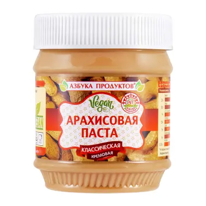 Изображение товара Арахисовая паста Классическая кремовая Азбука продуктов 340г