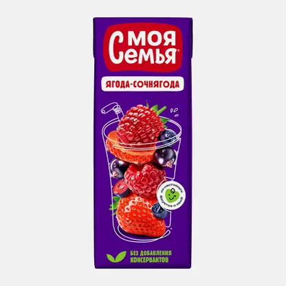 Напиток сокосодержащий Ягода-Сочнягода Моя семья 200мл