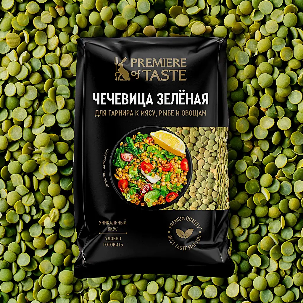 Изображение товара Чечевица зелёная целая Premiere of Taste 400г - полезный продукт и отличный вкус