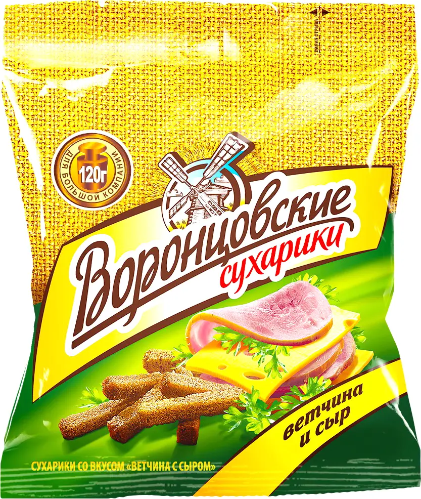 Сухарики Воронцовские Ветчина с сыром ржано-пшеничные 120г - Магнит-Продукты