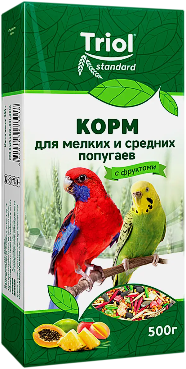 Корм для мелких и средних попугаев с фруктами Triol 500г