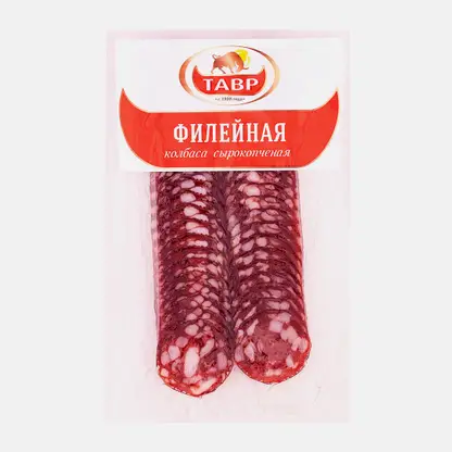 Колбаса Тавр Филейная сырокопченая нарезка 90г