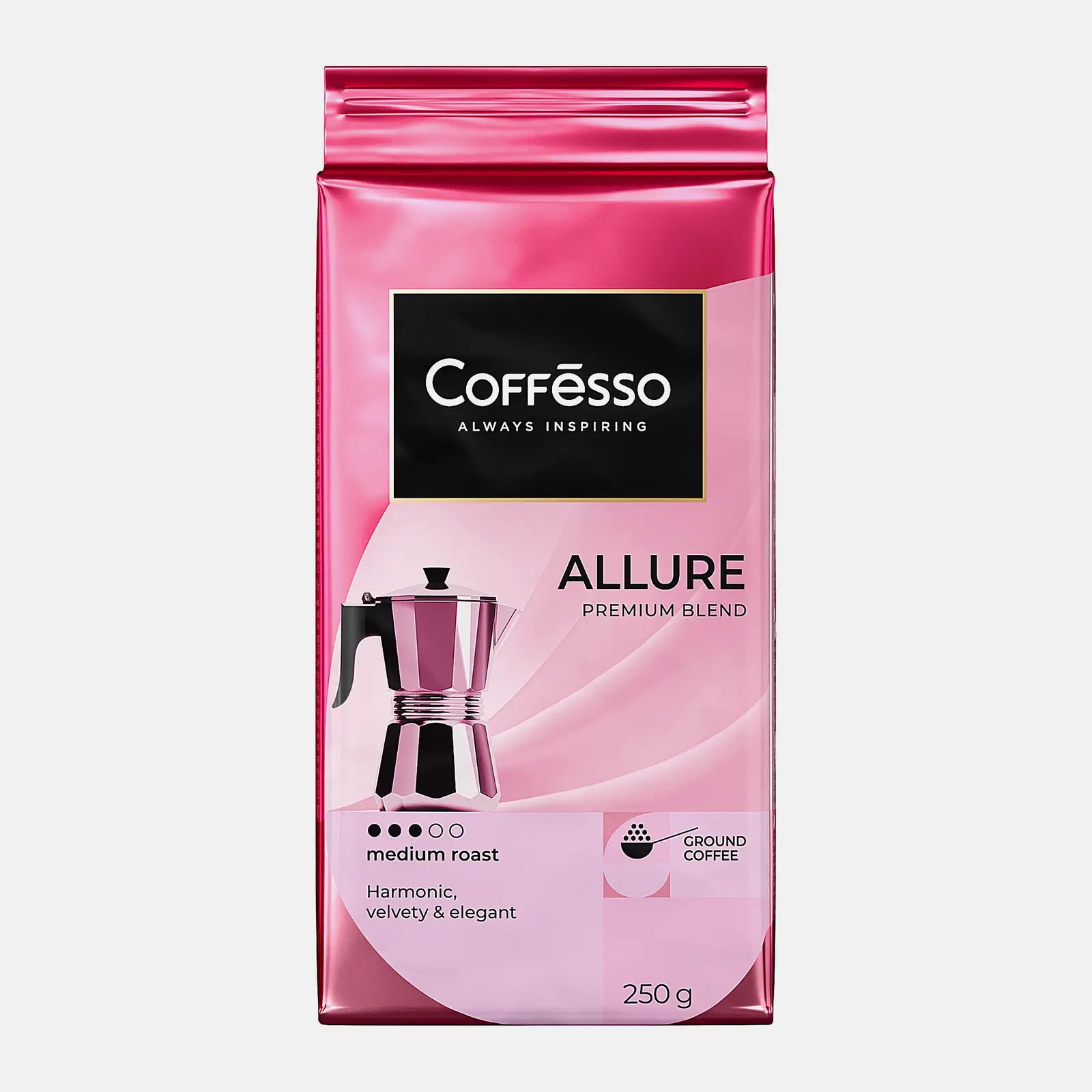 Изображение товара Кофе молотый Coffesso Allure 250г насыщенный аромат капучино и эспрессо