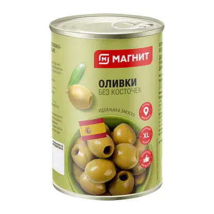 Изображение товара Оливки Магнит зеленые без косточки 280г