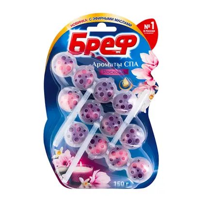 Изображение товара Туалетный блок Бреф Ароматы СПА Роскошь шарики для унитаза 3шт*50г