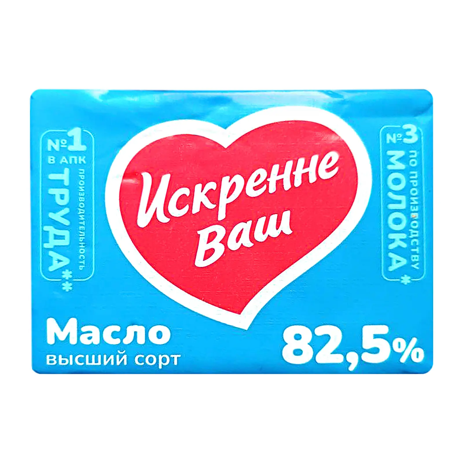 Изображение товара Масло сладко-сливочное Искренне Ваш 82.5% 180г