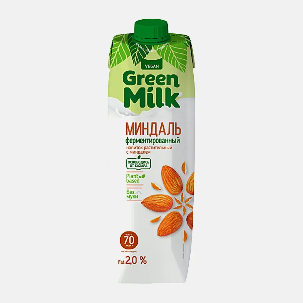 Изображение товара Ферментированный растительный напиток Green Milk ячменно-нутовый миндаль 1л