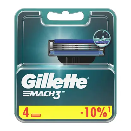 Изображение товара Сменные кассеты Gillette Mach3 4 шт для безопасного гладкого бритья мужчин
