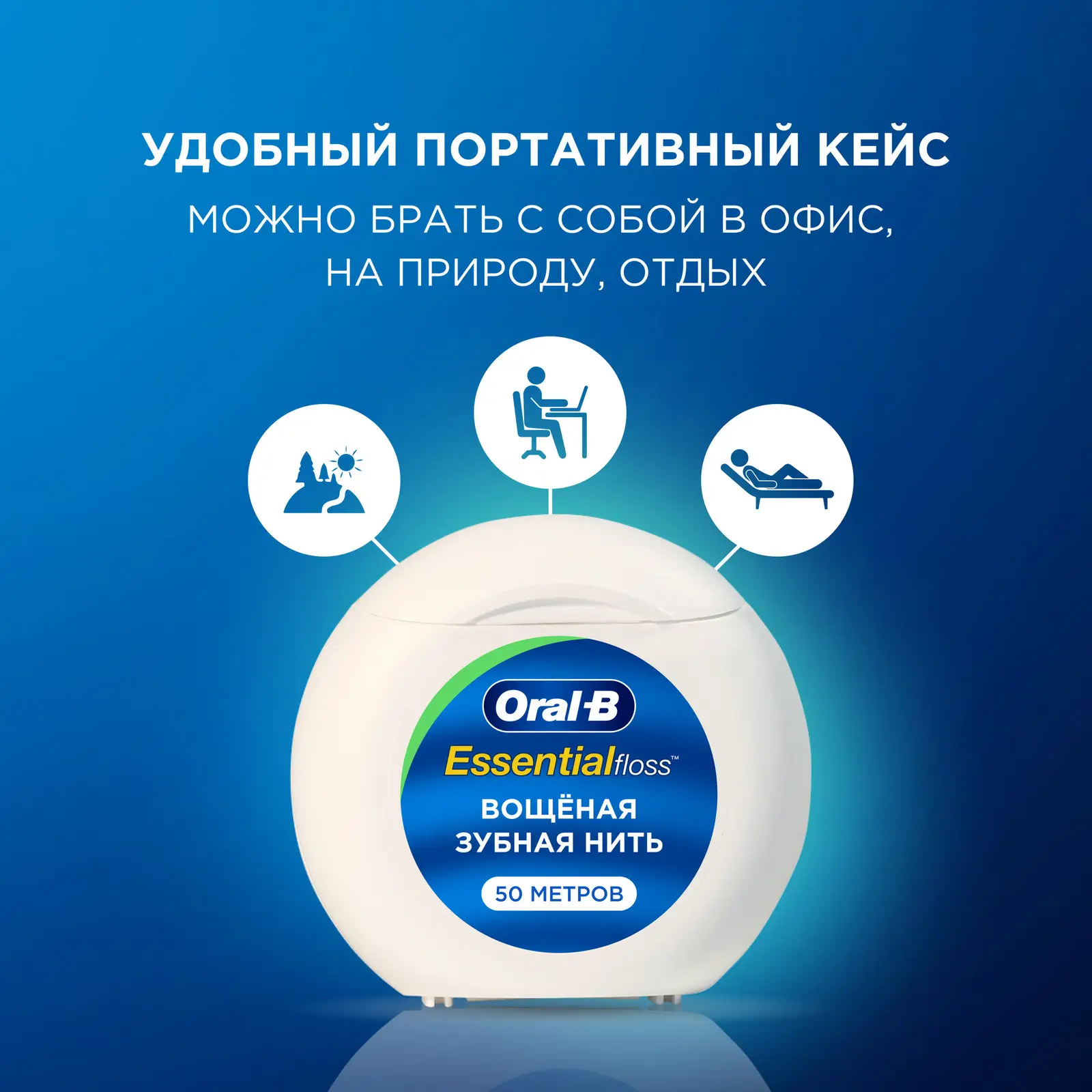 Зубная нить Oral-B Essential Floss невощеная/мятная 50м