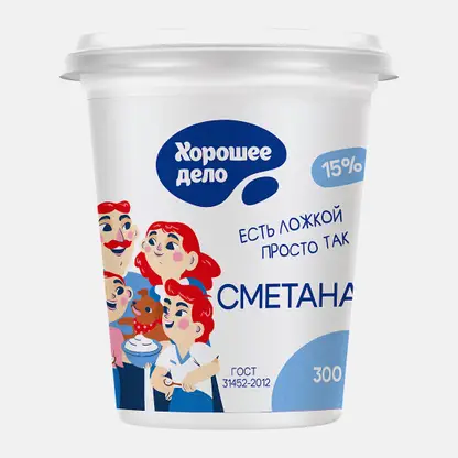 Сметана Хорошее дело 15% 300г