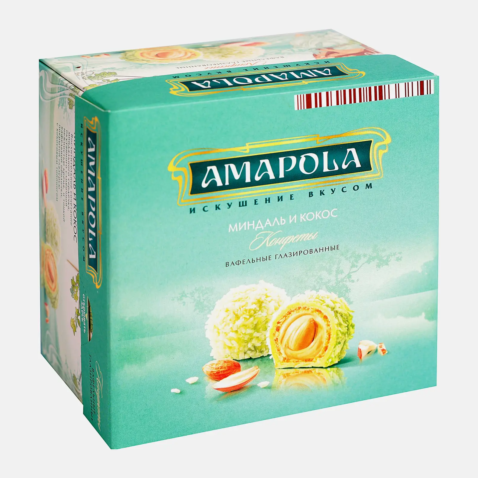 Конфеты Amapola вафельные глазированные миндаль и кокос 100г